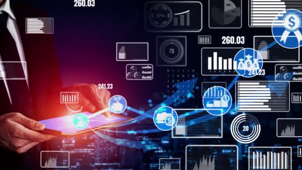 Imagen de doble exposición del crecimiento de beneficios empresariales conceptual — Vídeos de Stock