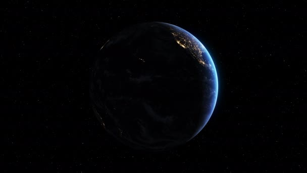 Seamless loop footage of planet earth whole round 3D orbital rotation — Vídeo de Stock