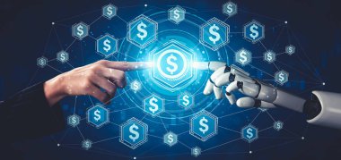 Yapay zeka ve makine öğrenimi AI droid robotu veya cyborg