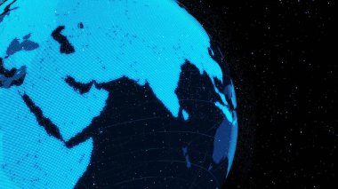 Siber uzayda ağ teknolojisi kavramını gösteren 3D dijital yörünge dünyası