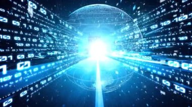 Fütürist küresel ağ ve üç boyutlu dijital veri transferi grafiği