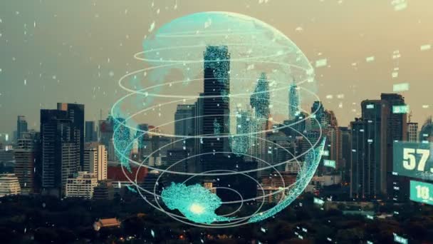 Connessione globale e alterazione della rete internet nelle smart city — Video Stock