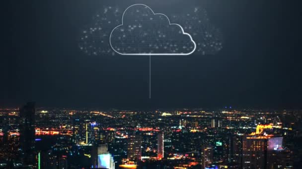Tecnologia de computação em nuvem e armazenamento de dados on-line para rede de negócios astuta — Vídeo de Stock
