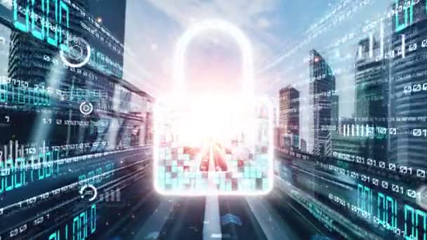 Kybernetická bezpečnost a online ochrana dat s tichým zabezpečeným šifrovacím softwarem — Stock video