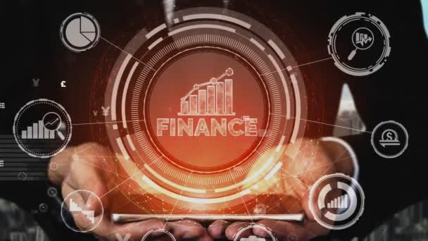 Konzeptionelle Finanz- und Geldtransaktionstechnologie — Stockvideo