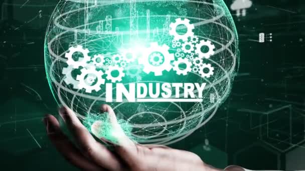 Futuristic industry 4.0 and inventive mechanized engineering concept — Stockvideo