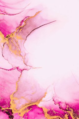 Kağıt üzerinde mermer sıvı mürekkep resminin pembe altın soyut arkaplanı .
