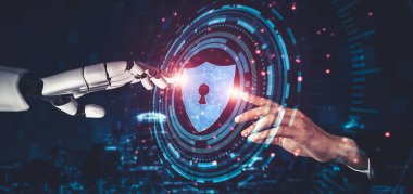 Yapay zeka ve makine öğrenimi AI droid robotu veya cyborg