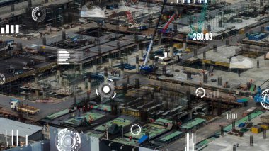 İnşaat alanı üzerinde değişiklik grafikli inşaat teknolojisi kavramı