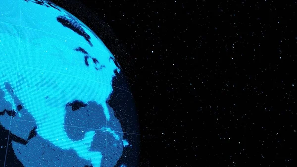 3D Cyfrowa Ziemia orbitalna w cyberprzestrzeni pokazująca koncepcję technologii sieciowej — Zdjęcie stockowe