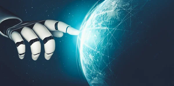AI futurista pensando em robô dróide conceito de inteligência artificial — Fotografia de Stock