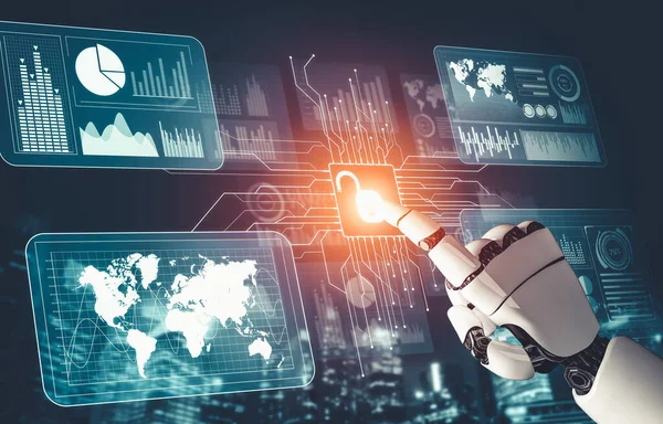 Futuristische AI denken van robot kunstmatige intelligentie concept — Stockfoto