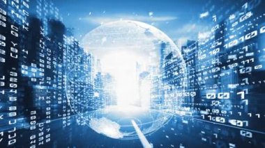 Fütürist küresel ağ ve üç boyutlu dijital veri transferi grafiği