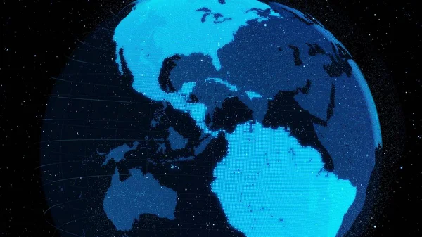 3D Cyfrowa Ziemia orbitalna w cyberprzestrzeni pokazująca koncepcję technologii sieciowej — Zdjęcie stockowe