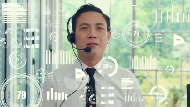 Ügyfélszolgálat call center adatokat a tervezett grafikus — Stock videók