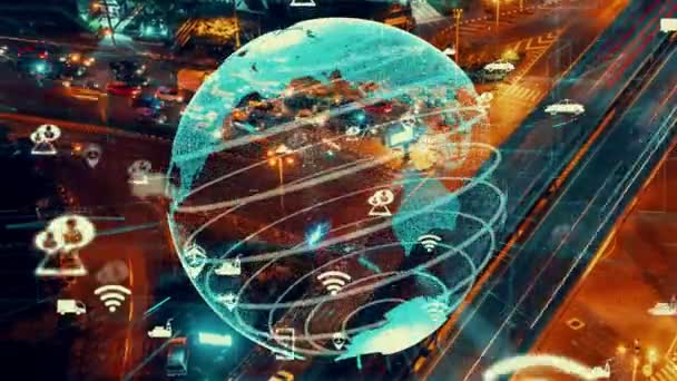 将来の道路交通制御のためのスマート輸送技術変更コンセプト — ストック動画