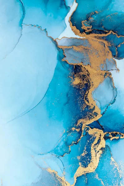 Lyx blå abstrakt bakgrund av marmor flytande bläck konst målning på papper . — Stockfoto