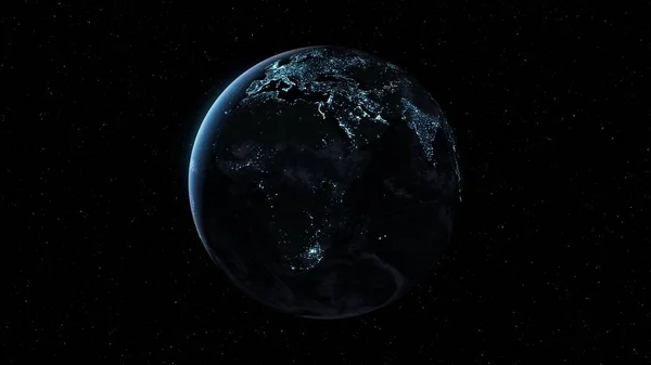 Planeta Země s realistickým geografickým povrchem a orbitální 3D oblačnou atmosférou — Stock fotografie