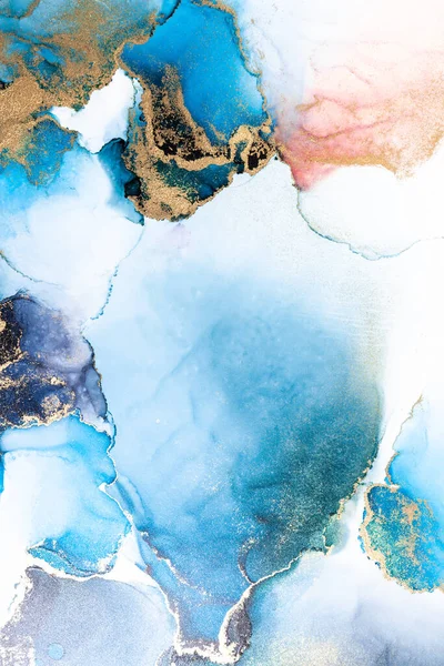 Luxus blau abstrakten Hintergrund von Marmor flüssige Tinte Kunst Malerei auf Papier . — Stockfoto