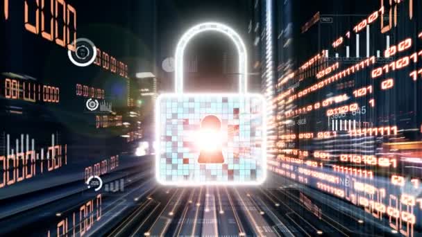 रणनीती सुरक्षित एन्क्रिप्शन सॉफ्टवेअरसह सायबर सुरक्षा आणि ऑनलाइन डेटा संरक्षण — स्टॉक व्हिडिओ