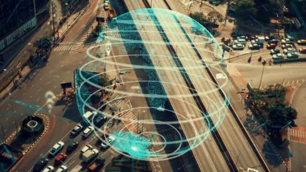 Concepto de modificación de la tecnología de transporte inteligente para el futuro control del tráfico por carretera — Vídeos de Stock