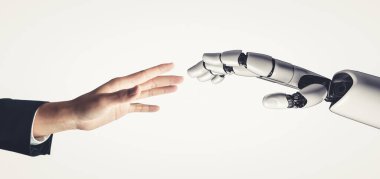 Yapay zeka ve makine öğrenimi AI droid robotu veya cyborg