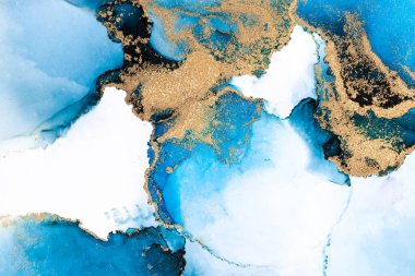 Kağıt üzerinde mermer sıvı mürekkep resminin lüks mavi soyut arkaplanı .