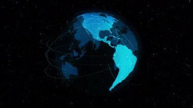 Yörüngesel dünya animasyonunda küresel ağ ve internet bağlantısı