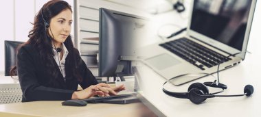 Ofiste çalışan, kulaklık takan iş adamları daha geniş görüşlü.