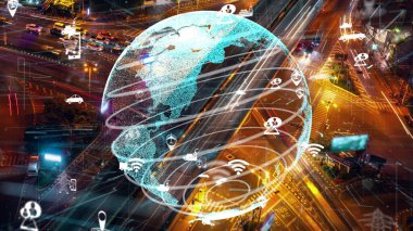 Geleceğin trafik kontrolü için akıllı ulaşım teknolojisi değiştirme kavramı