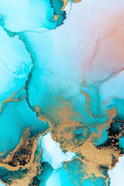 Kağıt üzerinde mermer sıvı mürekkep resminin lüks mavi soyut arkaplanı .