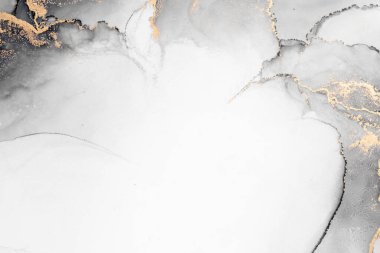 Kağıt üzerinde mermer sıvı mürekkep resminin siyah altın soyut arkaplanı .