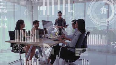 Kurumsal personel toplantısında iş adamlarının kavramsal vizyonu