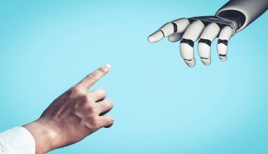 Yapay zeka ve makine öğrenimi AI droid robotu veya cyborg