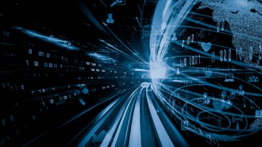 Fütürist küresel sosyal medya, insanlar iletişim ağı ve dijital veri paylaşımı