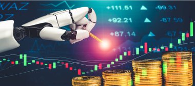 Geleceğin yapay zekası robot yapay zeka kavramını düşünüyor.