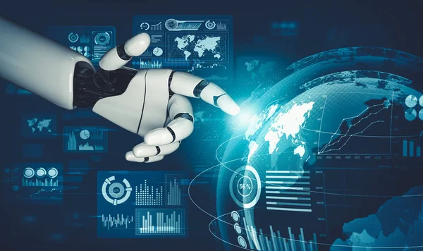 Futuristiska AI tänkande droid robot artificiell intelligens koncept — Stockfoto