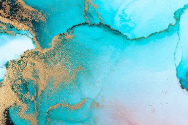 Kağıt üzerinde mermer sıvı mürekkep resminin lüks mavi soyut arkaplanı .