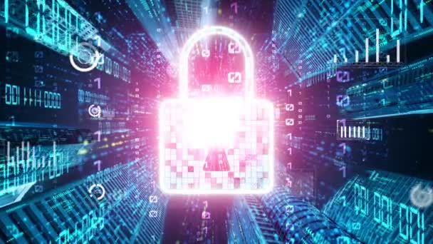 Seguridad cibernética y protección de datos en línea con software de cifrado seguro tácito — Vídeo de stock