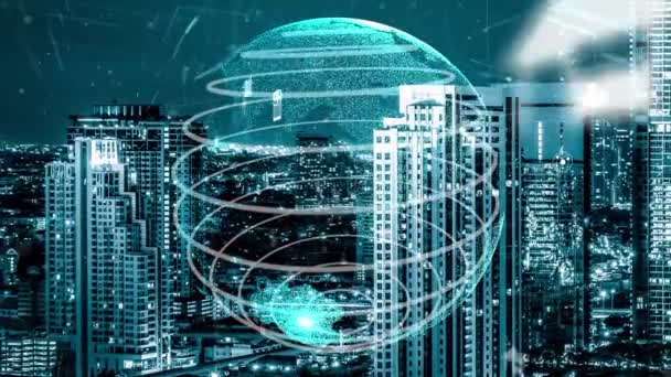 Connessione globale e alterazione della rete internet nelle smart city — Video Stock