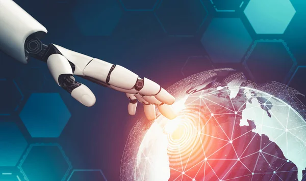 Futuristická UI přemýšlející o konceptu robotické umělé inteligence droidů — Stock fotografie