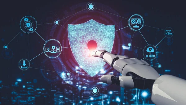 Yapay zeka ve makine öğrenimi AI droid robotu veya cyborg
