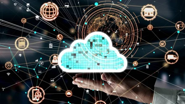Fogalmi felhőalapú számítástechnika és adattárolási technológia a jövőbeli innováció érdekében — Stock Fotó