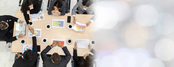 Business people group meeting shot from top view broaden view