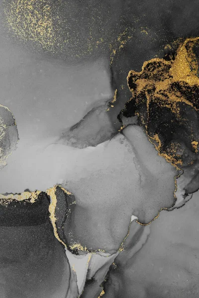 Scuro oro astratto sfondo di marmo liquido inchiostro arte pittura su carta . — Foto Stock