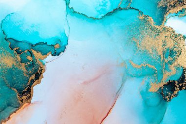 Kağıt üzerinde mermer sıvı mürekkep resminin lüks mavi soyut arkaplanı .