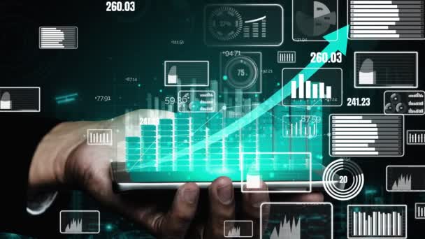 Double Exposure Image of Business Profit Growth conceptual — Stock Video