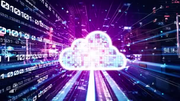 Cloud počítač a on-line ukládání dat s tichým softwarem pro inteligentní sdílení — Stock video