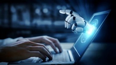 Gelecekçi robot yapay zeka yapay zeka aydınlatıcı yapay zeka teknolojisi konsepti
