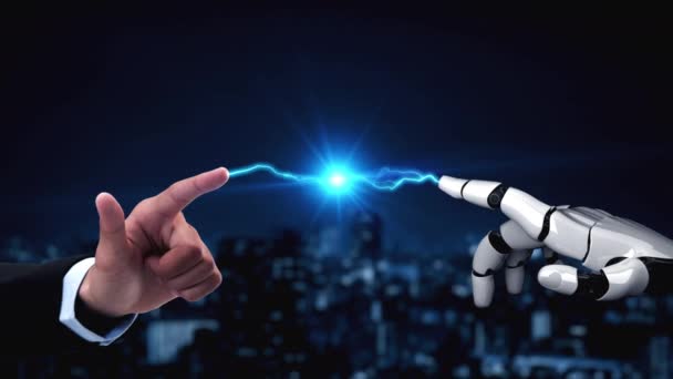 Futuristic robot artificial intelligence enlightening AI technology concept — Stock Video